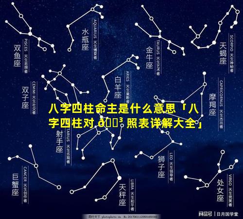 八字四柱命主是什么意思「八字四柱对 🐳 照表详解大全」